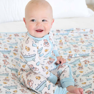 Caden Lane - Bathtime Besties Convertible Zip Romper | Blue: 18-24 months
