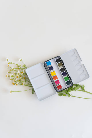 Bailey Rae Studio - 12 Color Mini-Travel Watercolor Paint Palette