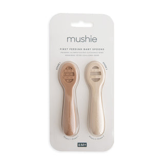 Mushie First Feeding Baby Spoons 2-pack in assorted colors