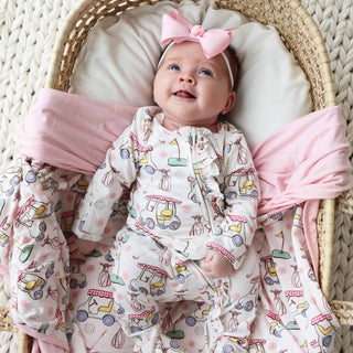 Caden Lane - Country Club Cuties Ruffle Zipper Footie | Pink: 0-3 months