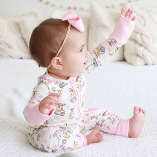 Caden Lane - Country Club Cuties Convertible Zip Romper | Pink: 12-18 months