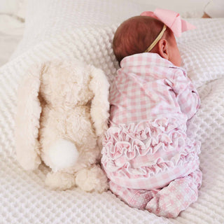 CADEN LANE - PETER PAN COLLAR RUFFLE ZIPPER FOOTIE | ROSY GINGHAM