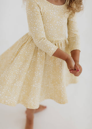 Good Apples Kids - 3/4 Sleeve Twirl Dress in Buttercup