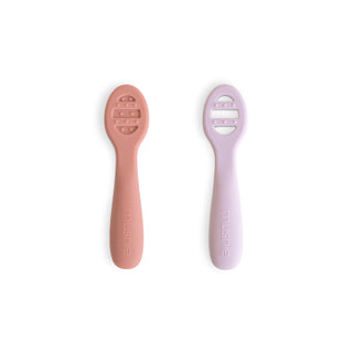Mushie First Feeding Baby Spoons 2-pack in assorted colors