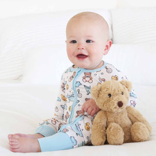 Caden Lane - Bathtime Besties Convertible Zip Romper | Blue: 18-24 months