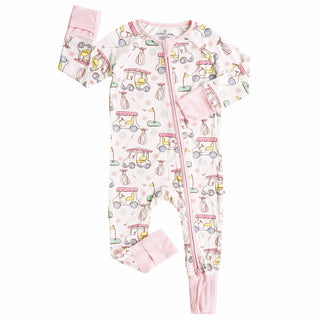 Caden Lane - Country Club Cuties Convertible Zip Romper | Pink: 12-18 months