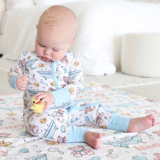 Caden Lane - Bathtime Besties Convertible Zip Romper | Blue: 18-24 months