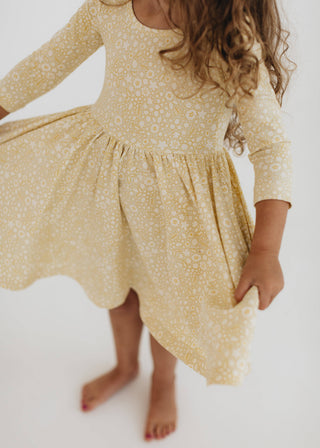 Good Apples Kids - 3/4 Sleeve Twirl Dress in Buttercup
