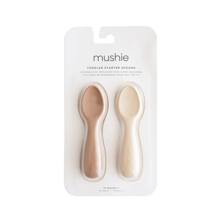 Mushie Toddler Starter Spoons 2 pack in Natural/Shifting Sand
