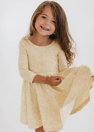 Good Apples Kids - 3/4 Sleeve Twirl Dress in Buttercup