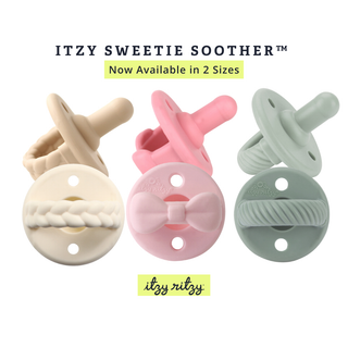 Itzy Ritzy - *NEW SIZE* Sweetie Soother™ Pacifier Sets (2-pack): Toast + Buttercream Braids