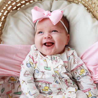 Caden Lane - Country Club Cuties Ruffle Zipper Footie | Pink: 0-3 months