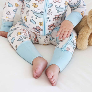 Caden Lane - Bathtime Besties Convertible Zip Romper | Blue: 18-24 months