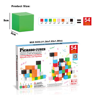 PicassoTiles - PicassoTiles 54pc 1.2" Magnetic Cubes Set