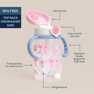 Itzy Ritzy - *NEW* Itzy Sips™ - Straw Cup With Snap-Close Lid: Ribbons & Roses