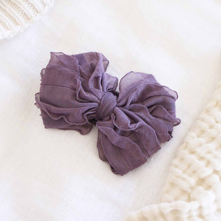 Caden Lane - Large Ruffle Knit Bow | Purples: Off White