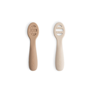 Mushie First Feeding Baby Spoons 2-pack in assorted colors