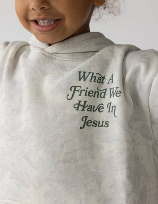 Elevated Faith - What a Friend in Jesus Camo Kids Hoodie
