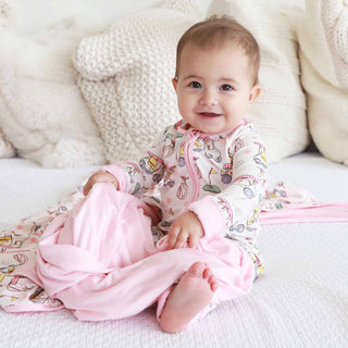 Caden Lane - Country Club Cuties Convertible Zip Romper | Pink: 12-18 months
