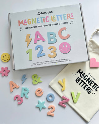 CHERRYPICK- SOFT FOAM MAGNETIC LETTERS  & SYMBOLS 150PC SET: PASTEL RAINBOWS