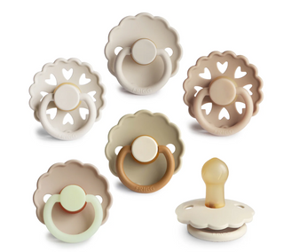 Frigg Natural Rubber Pacifier 6-pack - cinnamon charm 6-18 months