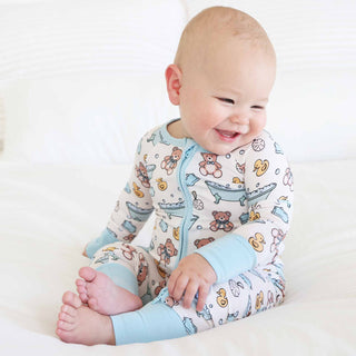 Caden Lane - Bathtime Besties Convertible Zip Romper | Blue: 18-24 months