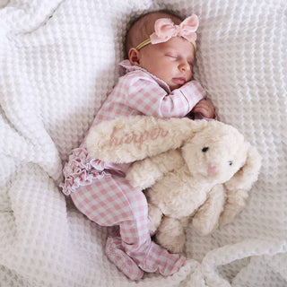CADEN LANE - PETER PAN COLLAR RUFFLE ZIPPER FOOTIE | ROSY GINGHAM