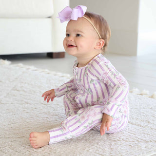 CADEN LANE - LILA'S LILAC'S BAMBOO WAFFLE CONVERTIBLE  ZIP ROMPER