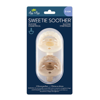 Itzy Ritzy - *NEW SIZE* Sweetie Soother™ Pacifier Sets (2-pack): Toast + Buttercream Braids