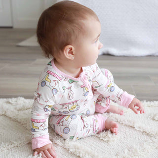Caden Lane - Country Club Cuties Convertible Zip Romper | Pink: 12-18 months