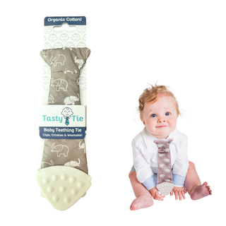 Tasty Tie® - Tasty Tie Teether, Crinkle Toy, Baby Boy Gift (Elephant)