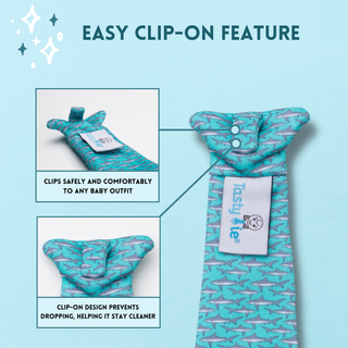Tasty Tie® - Tasty Tie Teether, Crinkle Toy, Baby Boy Gift (Elephant)