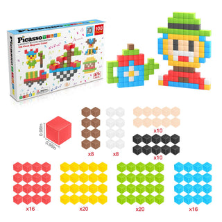 PicassoTiles - PicassoTiles 108pc 1.2" Magnetic Cubes Set