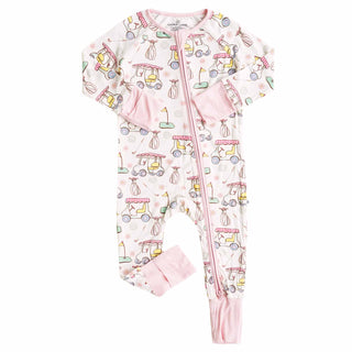 Caden Lane - Country Club Cuties Convertible Zip Romper | Pink: 12-18 months