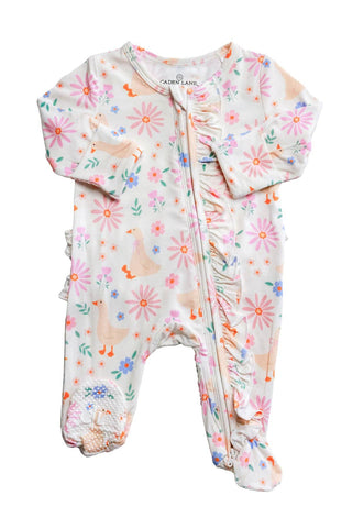 Caden Lane - Ruffle Bamboo Zipper Footie | Loosey Goose