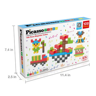 PicassoTiles - PicassoTiles 108pc 1.2" Magnetic Cubes Set