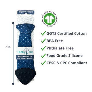 Tasty Tie® - Tasty Tie Teether, Crinkle Toy, Baby Boy Gift (Polkadot)