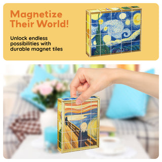 PicassoTiles - PicassoTiles 20pc 1" Famous Painting Magnetic Cubes Set