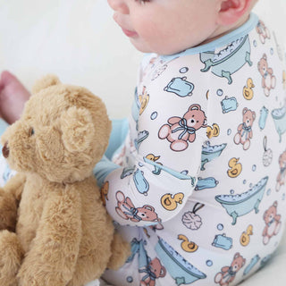 Caden Lane - Bathtime Besties Convertible Zip Romper | Blue: 18-24 months
