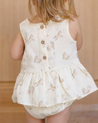 QUINCY MAE SLEEVELESS PEPLUM SET UNICORNS